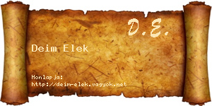 Deim Elek névjegykártya